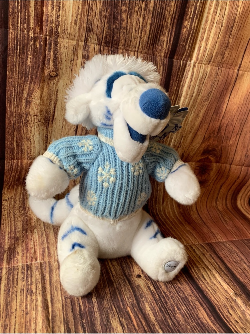 Disney Store Exclusive Holiday White & Blue "Tigger" with Winter Sweater & Hat